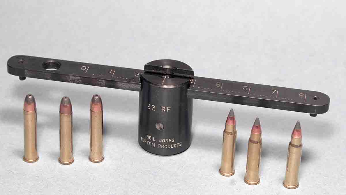 Some rimfire shooters believe rim thickness can have an effect on accuracy, so John measured the rims of both .17 HMR and .22 Magnum ammunition to see if that explained the typical difference in accuracy. They were very similar.